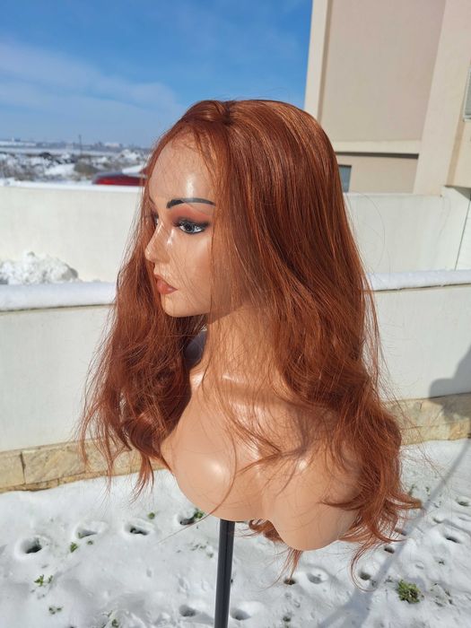 Peruka Kręcona Długa Ruda Na Koronkowej Siatce Lace Front Wig