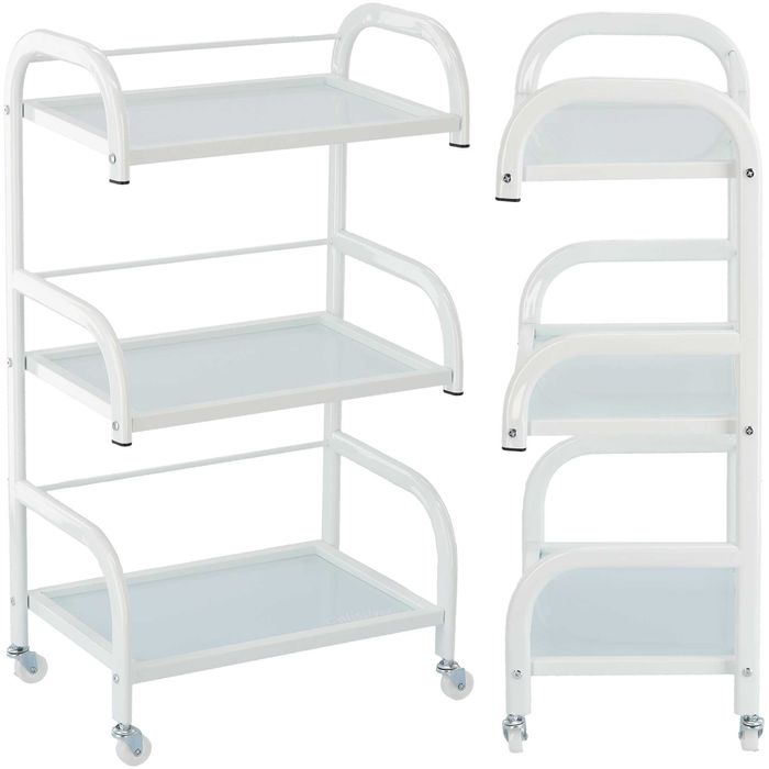 Професійний косметологічний столик з трьома скляними полицями