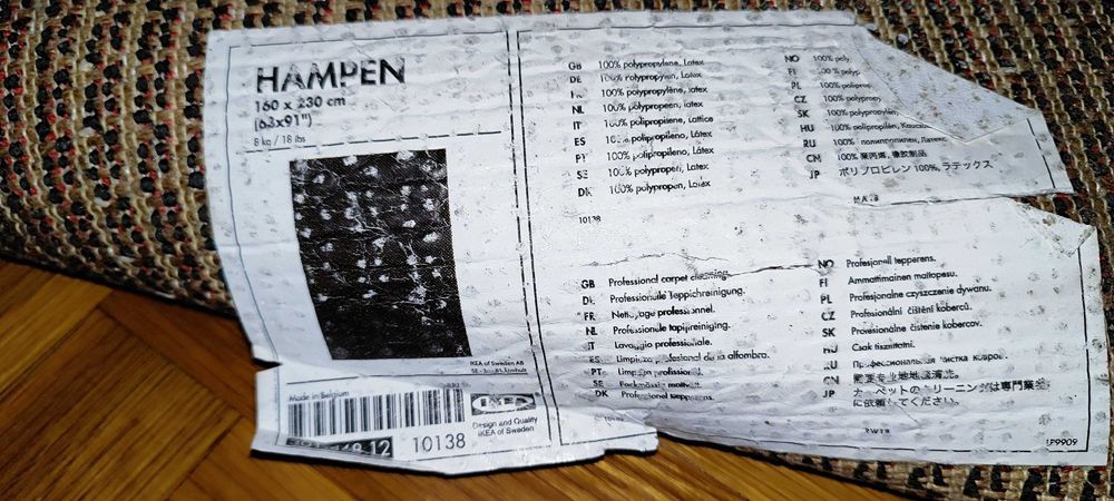 Carpete/ tapete  Preto Hampen 133x194cm IKEA