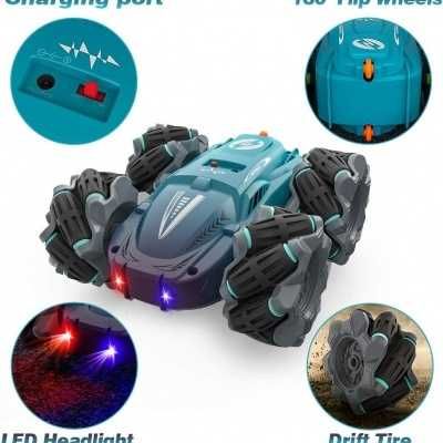 Carro Azul Controlo Remoto, Rotação de 360º Brinquedo de Criança