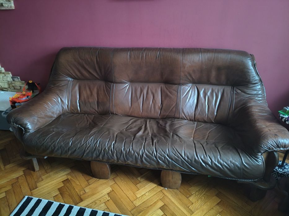 Komplet skórzany 3 plus 2 kanapa PRL