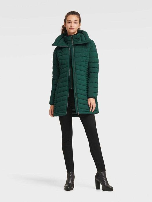 DKNY zielona długa kurtka puchowa S