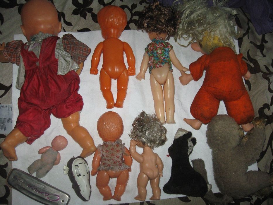 Lalka Lala Piesek Miś Plastuś Harmonijka Bąk Zabawka z PRL Polskie