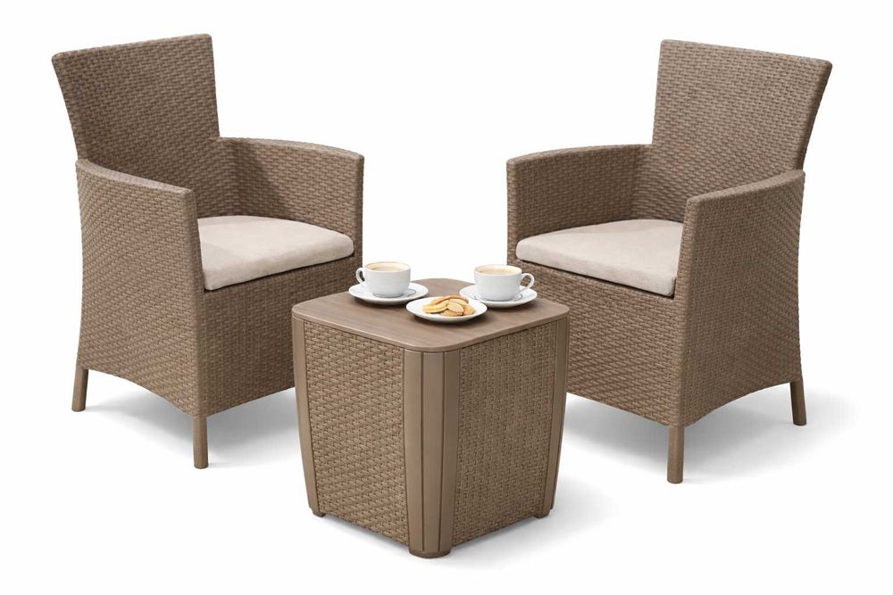 Zestaw mebli balkonowych Keter Iowa 3 elementy cappucino brąz beż