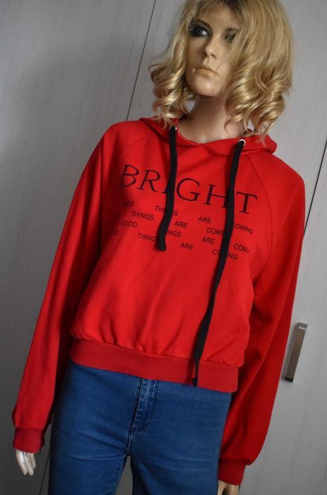 Bluza XS 34 z kapturem krótka do pasa crop hoodie kaptur top oversize