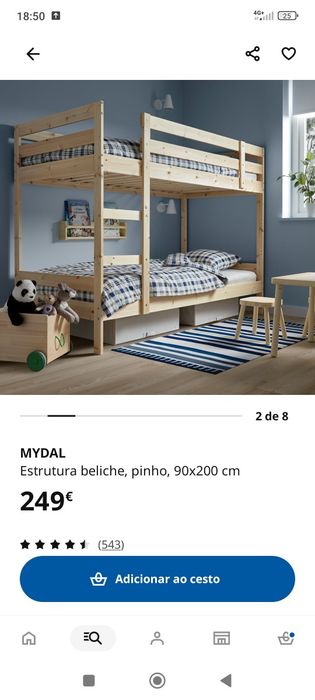 Estrutura de cama IKEA beliche Mydal  com estrutura casa Montessori