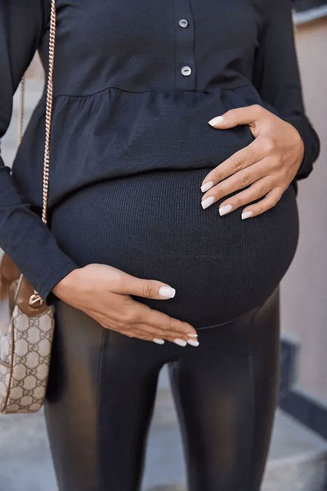 Демісезонні шкіряні лосини для вагітних Rennes - Чорний Lullababe