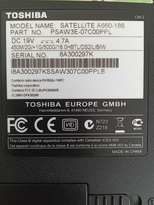 Laptop Toshiba Satellite A660-186 – duży ekran 16"