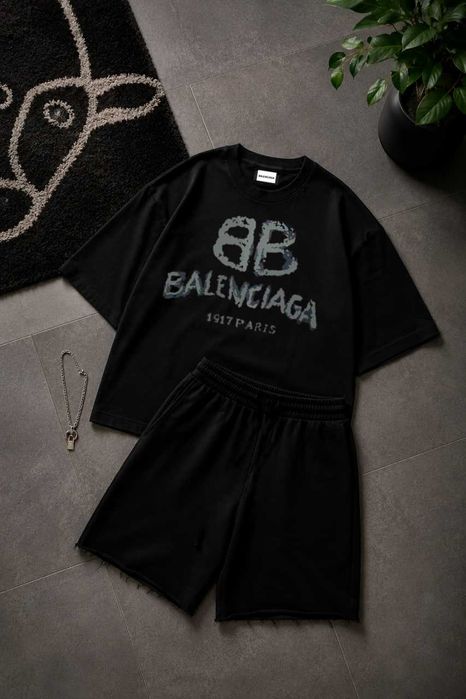 ‼️РОЗПРОДАЖ‼️Костюм BALENCIAGA, шорти футболка баленсиага, летний комплект баленса