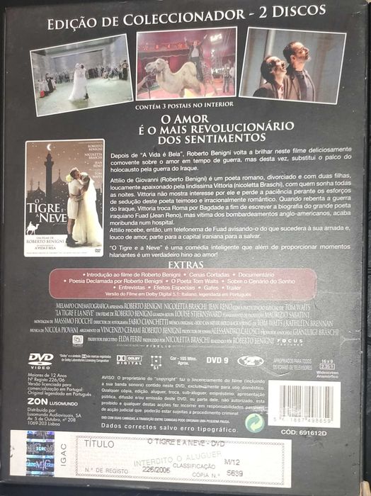DVD O tigre e a neve de Roberto Benigni
