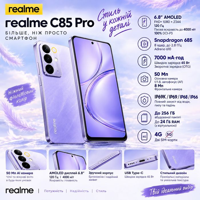 Realme c85 pro, 8/128gb.