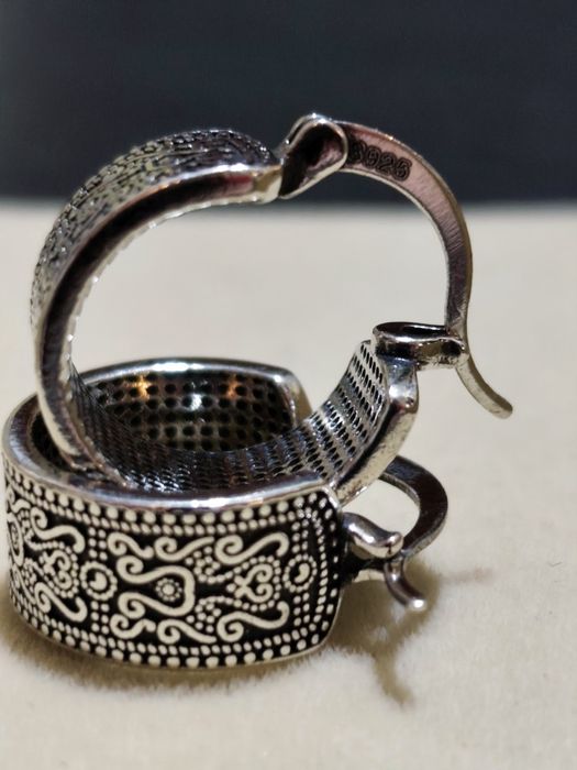 Posrebrzane kolczyki koła w stylu vintage boho