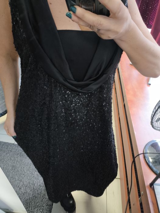Duży rozmar piękna czarna sukienka cekiny 48,50
