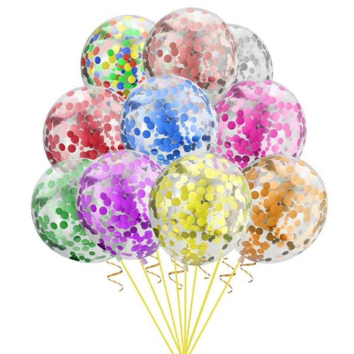 Balony z confetti kpl 12 szt MIX KOLOR mleczny ok. 30 cm