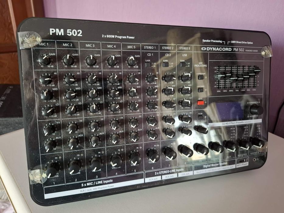 Dynacord PM 502 Активный микшерный пульт 2× 600 BT ,4 om