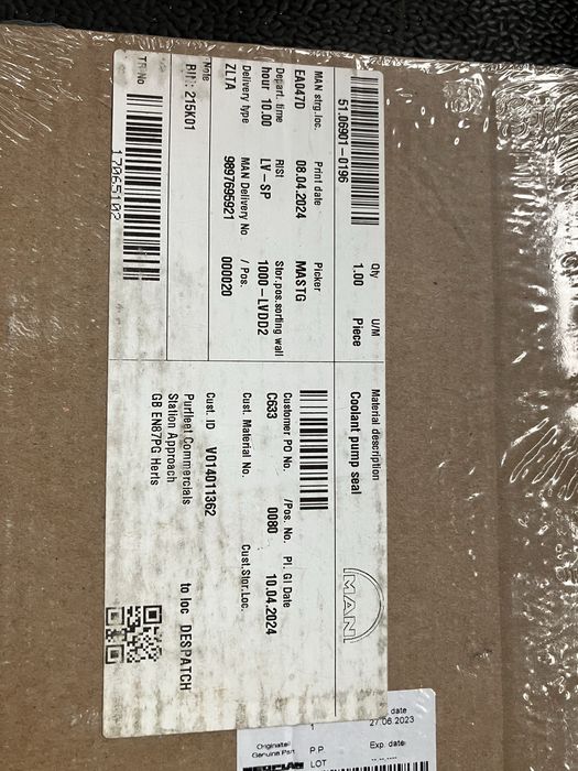 Прокладка насосу охолоджувальної рідини 51069010196 MAN