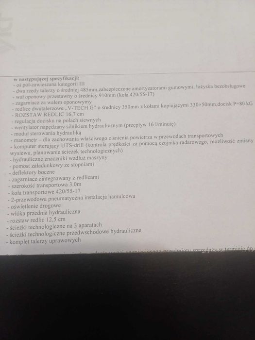 Sprzedam Agregat uprawowo-siewny pneumatyczny Fenix 3000/3