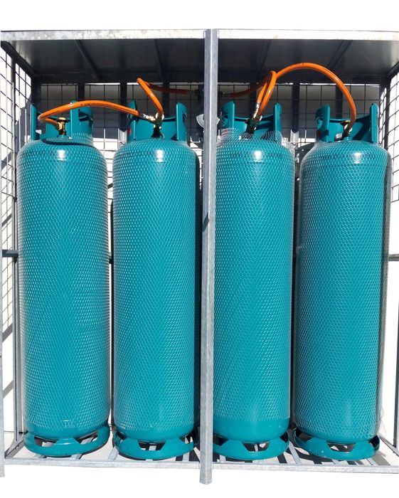 Kontener kosz stojak na 4 butle gazowe 33kg + instalacja reduktor wąż