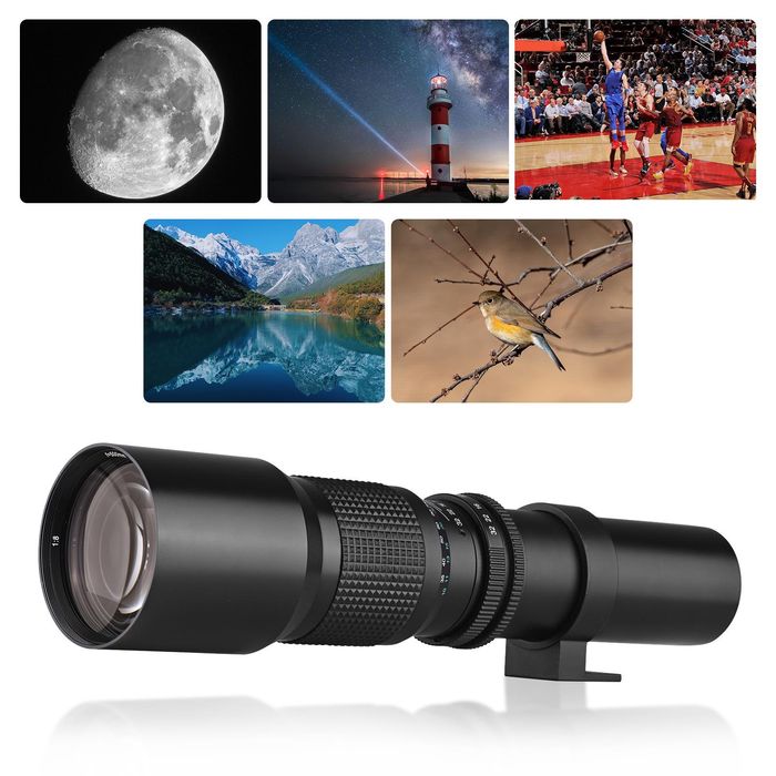 Супертелеобъектив 500 мм с ручным зумом, диафрагма F8.0-F32,