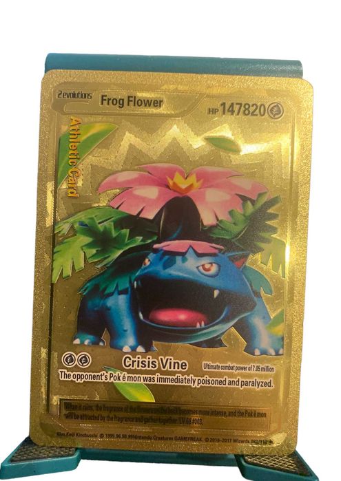 frog flower pokemon card gold Frog Flower Greeting Card main image 0