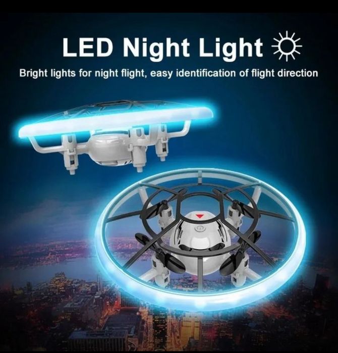 Mini drone com luz led redonda
