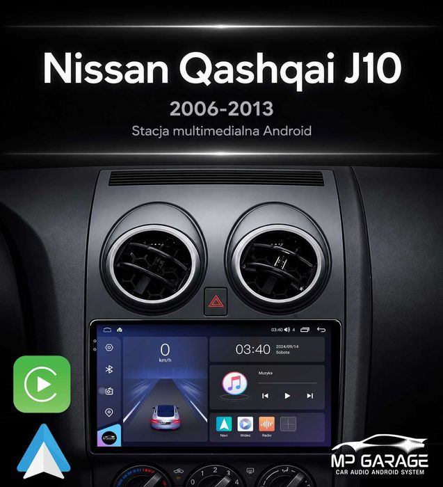 Radio Android Nissan Qashqai J10 4G LTE CarPlay AA Qled Montaż