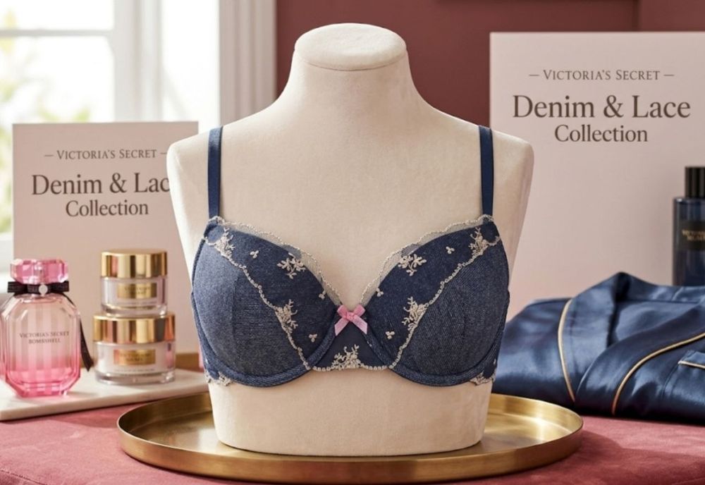 Victoria secret бюсгалтер 75в джинсовый лифчик