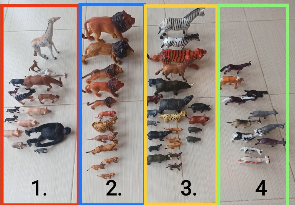 Figurki zwierząt (62szt.)-zabawki -guma, plastik.