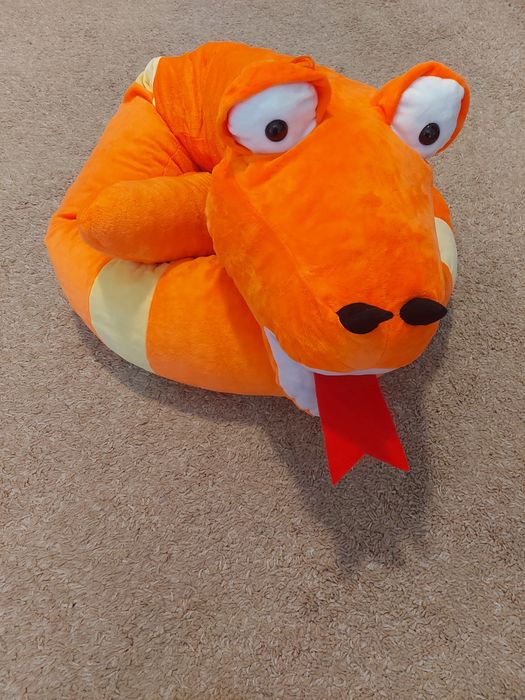 Cobra peluche, cor de laranja, tamanho grande