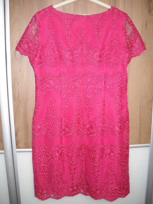 Sukienka wesele , komunia, przyjęcie koronkowa, malinowa roz.  42- 44