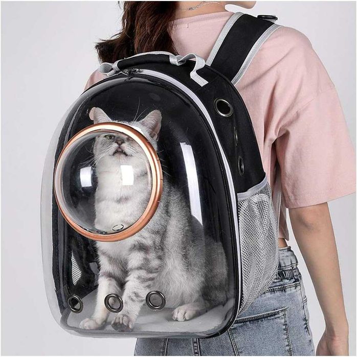 Mochila transportadora transparente gatos e pequenos animais PORTESGRÁ