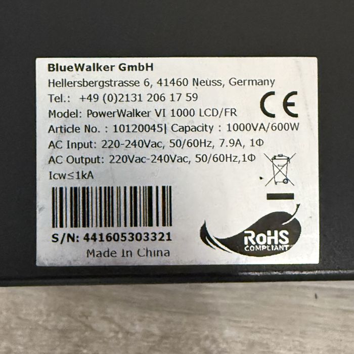 Zasilacz awaryjny UPS PowerWalker VI LCD/FR 1000VA/600W + NOWE aku '25
