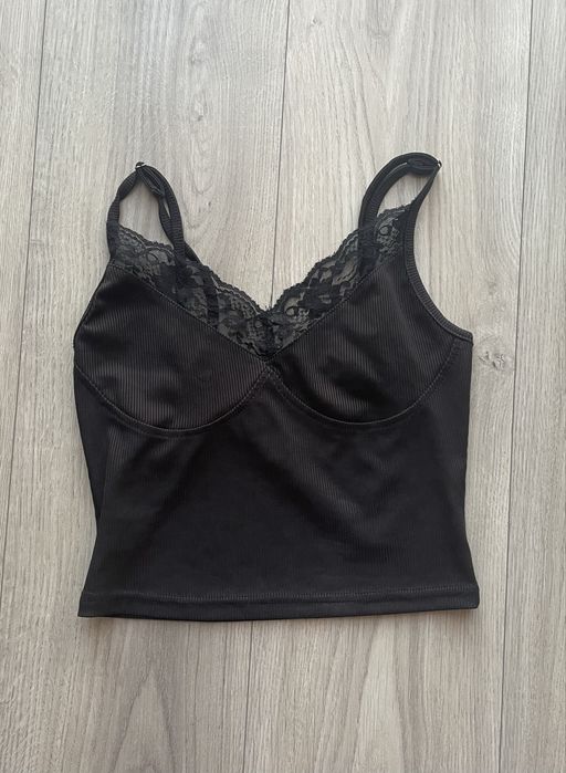 Топ з мереживом чорний (кружево)