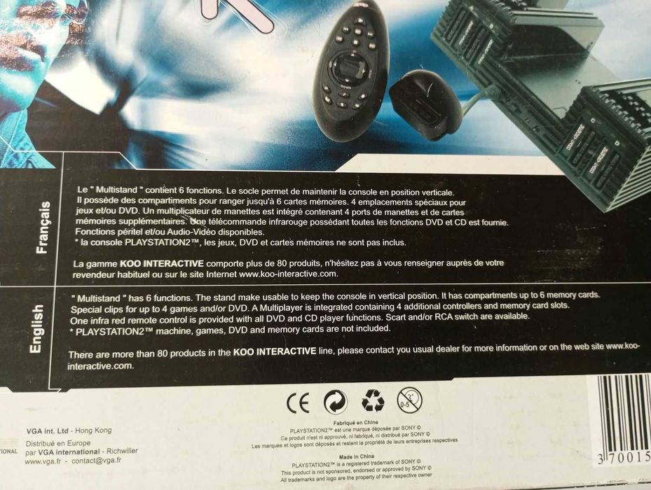 Koo Multistand 6 in 1 vertikal stand multitap remote control PS2 Playstation 2 compatible