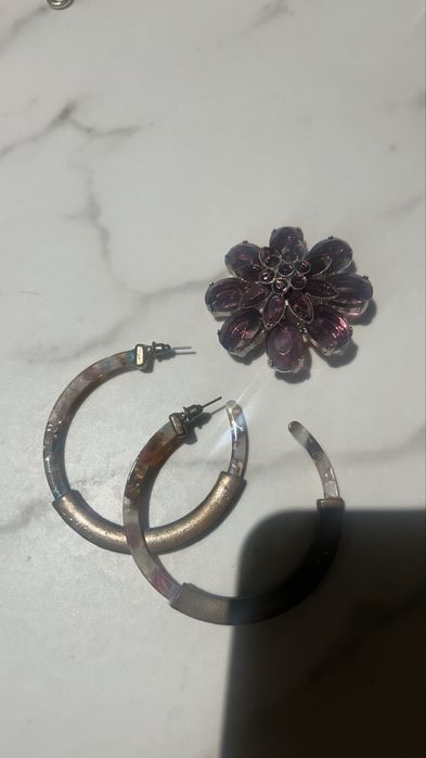 Komplet brodzka i kolczyki miedziane masa perłowa