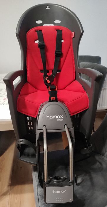 Fotelik Rowerowy Hamax Smiley ciemnoszary - czerwona wyściółka