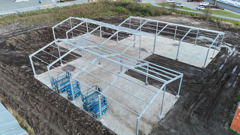 Konstrukcja stalowa 18x50x6m, 900m2, hala magazynowa, PRODUCENT