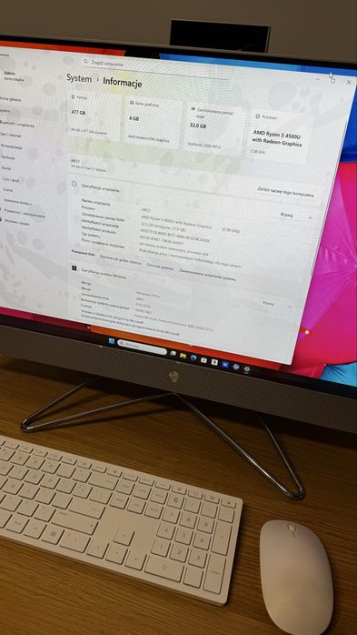 HP All-in-One 27″ • Ryzen 5 4500U • 32 GB RAM • SSD • Windows 11 Pro
