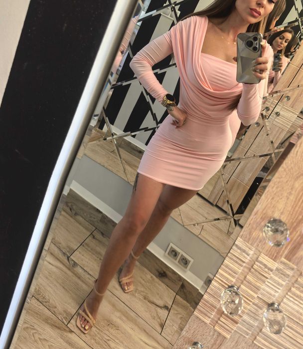 Stylewise piękna puder róż kobieca 34 XS impreza wakacje festiwal