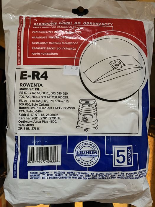 Worki do odkurzacza E-R4 Rowenta (10 sztuk)