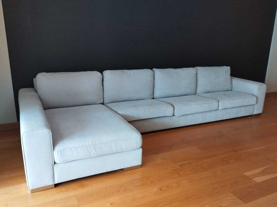 Sofá Beje TGV 390cm com chaise longue