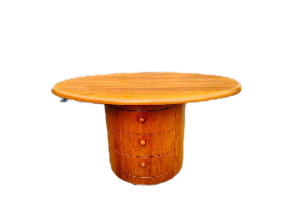 Duński stolik SILKEBORG z naturalnego drewna szuflady