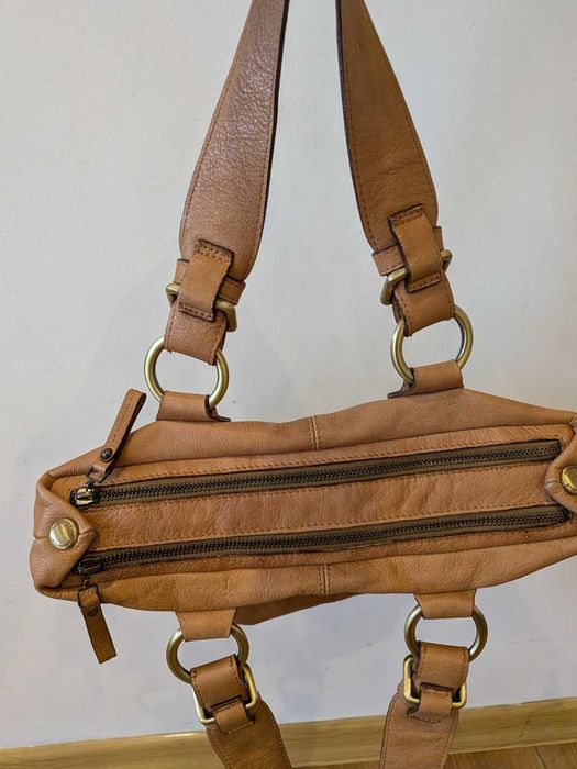 Skórzana torebka NUOVEDIVE Made in Italy – naturalna skóra – camel