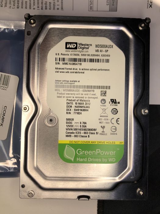 Жёсткий диск HDD 500GB Western Digital WD5000AUDX / 500гб /накопичювач