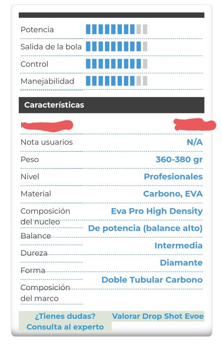 Raquete Padel drop shot EVOE AMB