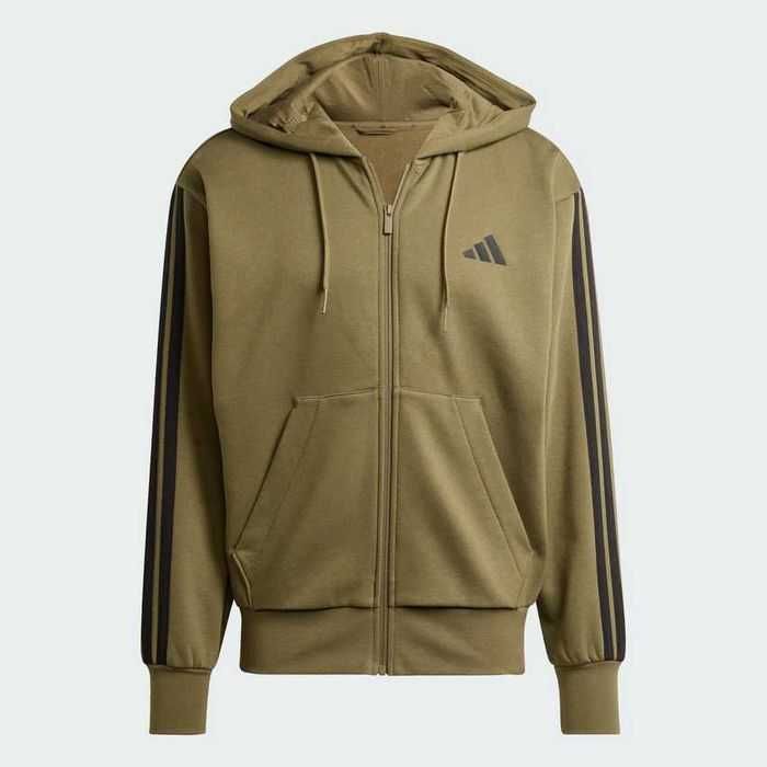 Чоловіча кофта худі Adidas толстовка essentials 3-stripes fleece hoodie zip розмір S-M