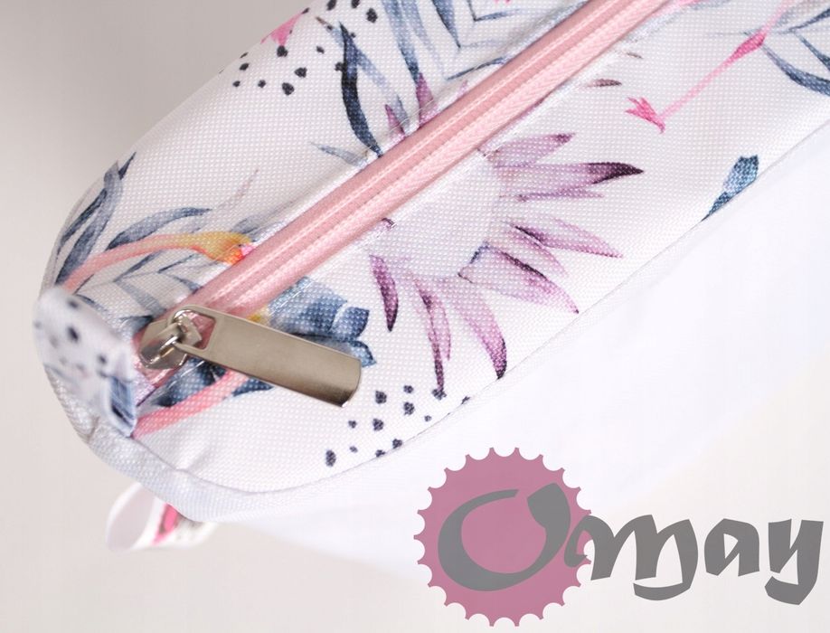 organizer OBAG MINI flamingi kwiaty pudrowy róż 2 kieszenie wkład OMAY