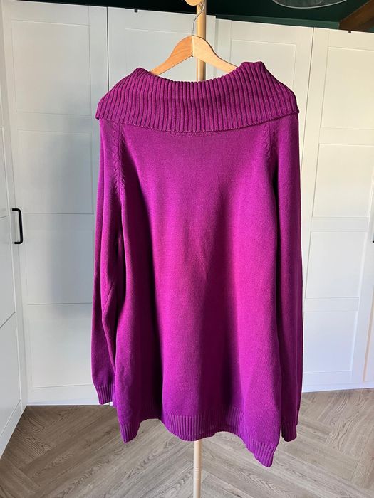Piękny jakościowy fioletowy różowy sweter z bawełny rozmiar 50 52 marki Ulla Popken