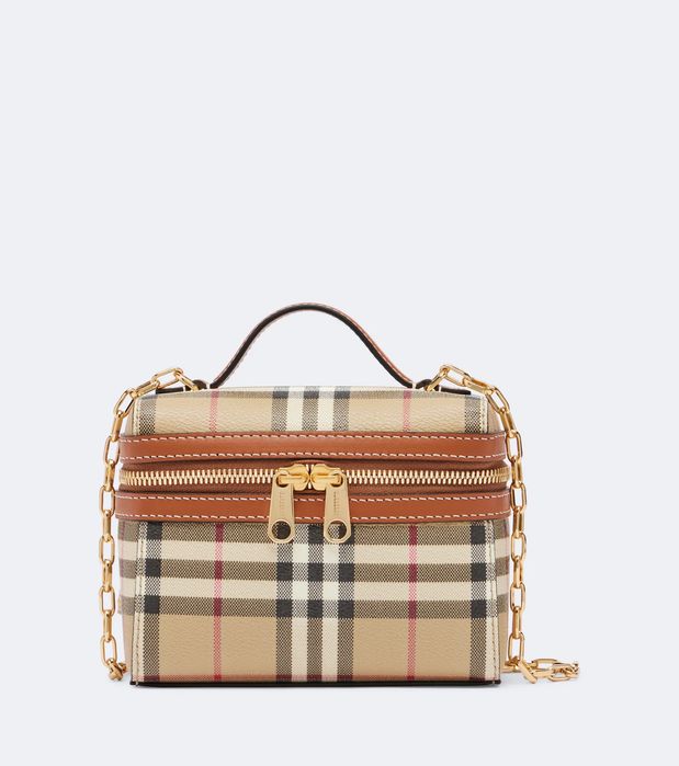Burberry Check Mini Vanity Bag Beige com Nota Fiscal