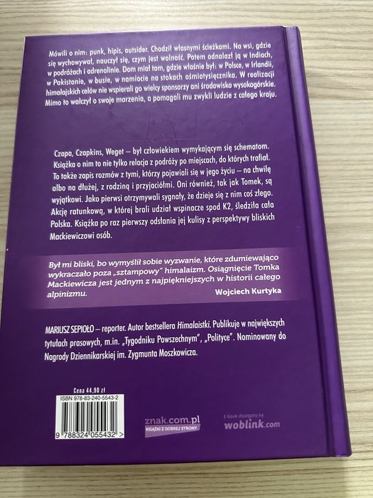Książka pt”Nanga Dream”Opowieść o Tomku  Mackiewiczu.